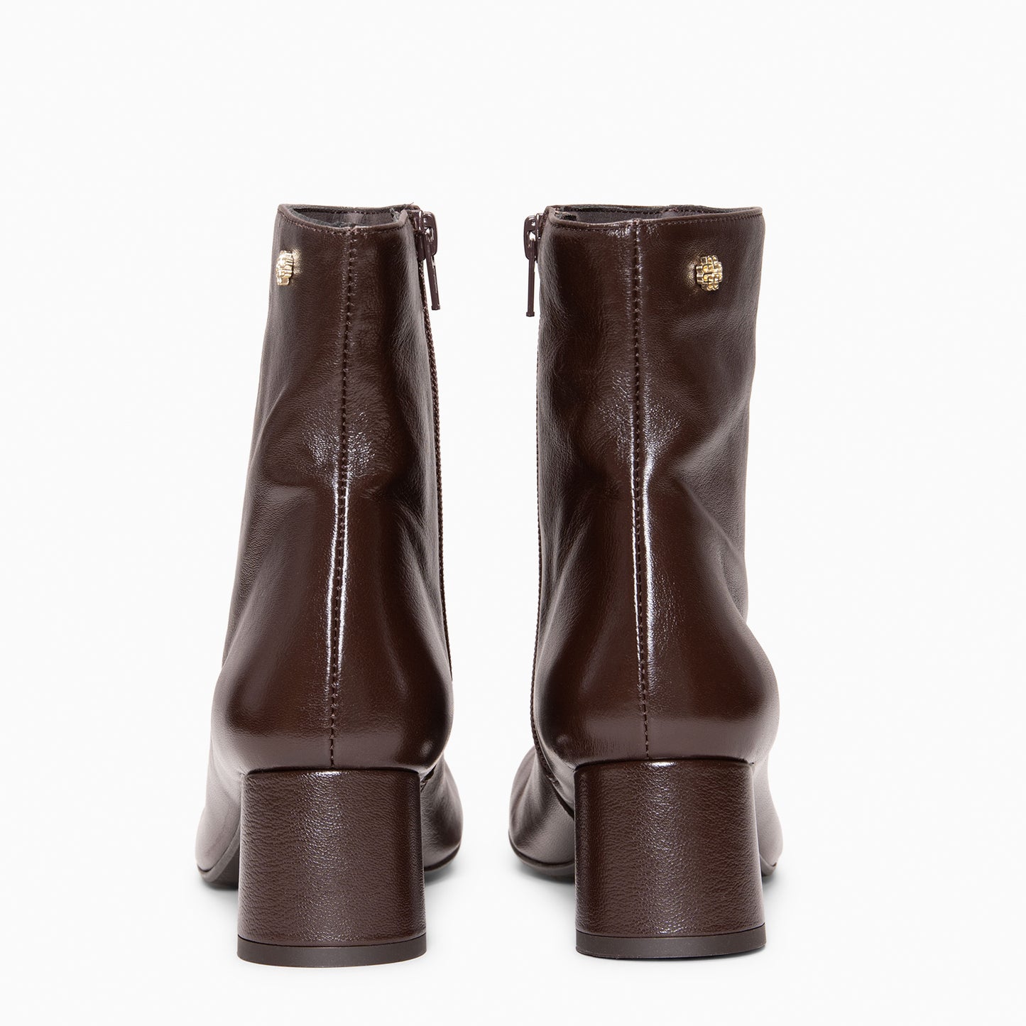 RUBI - Botines de tacón de piel MARRON