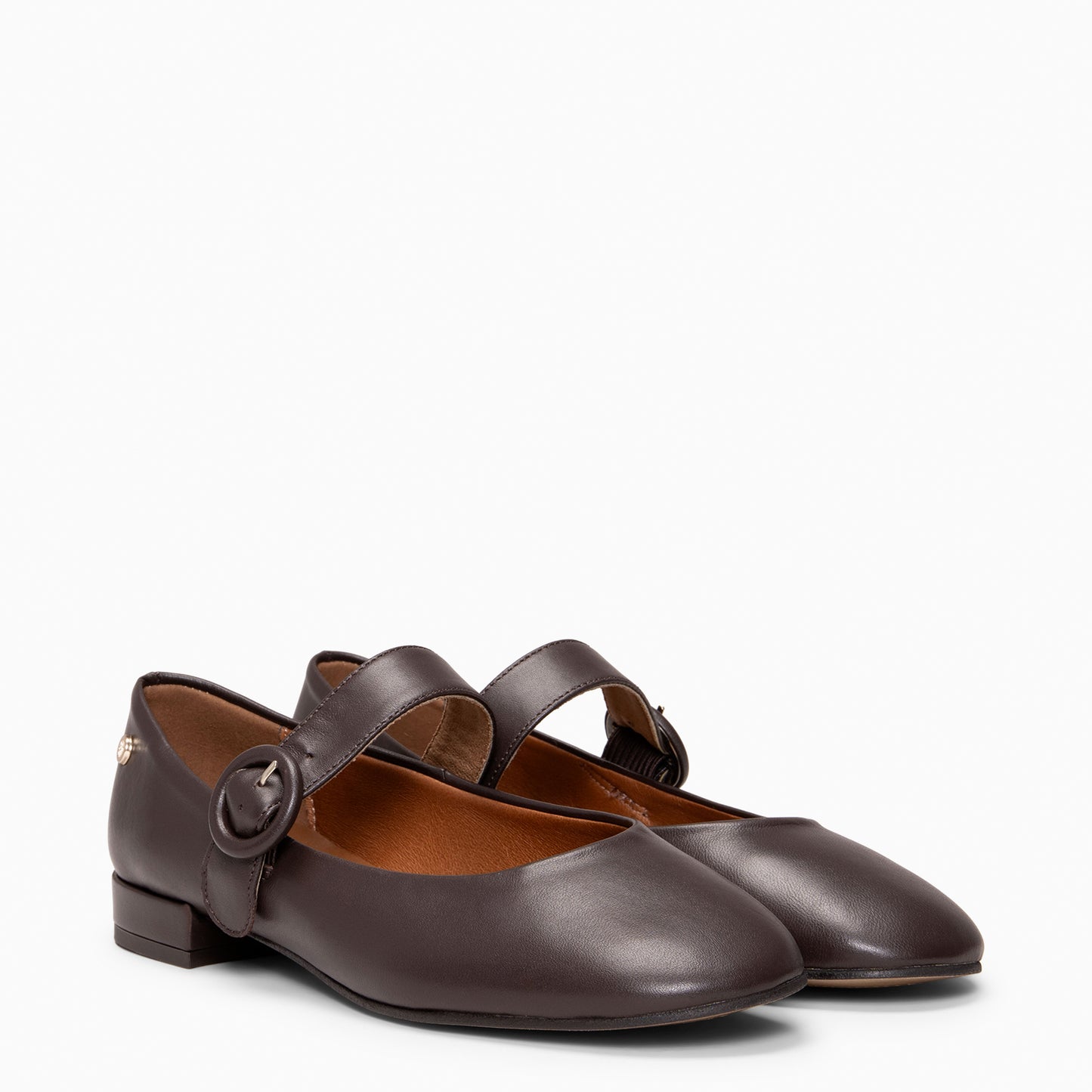 FLORENCIA - Mercedita con tira de piel metalizada MARRON
