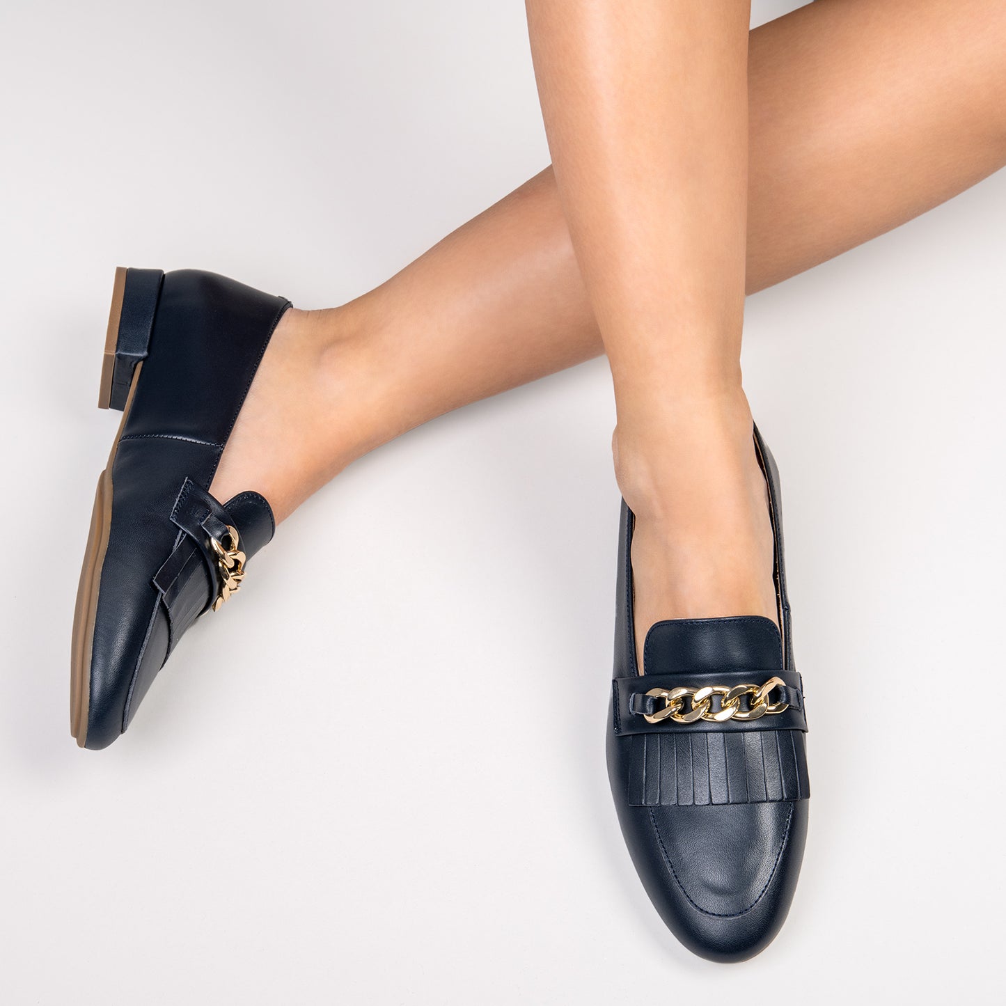 CHAIN Mocasines elegantes de mujer NEGRO