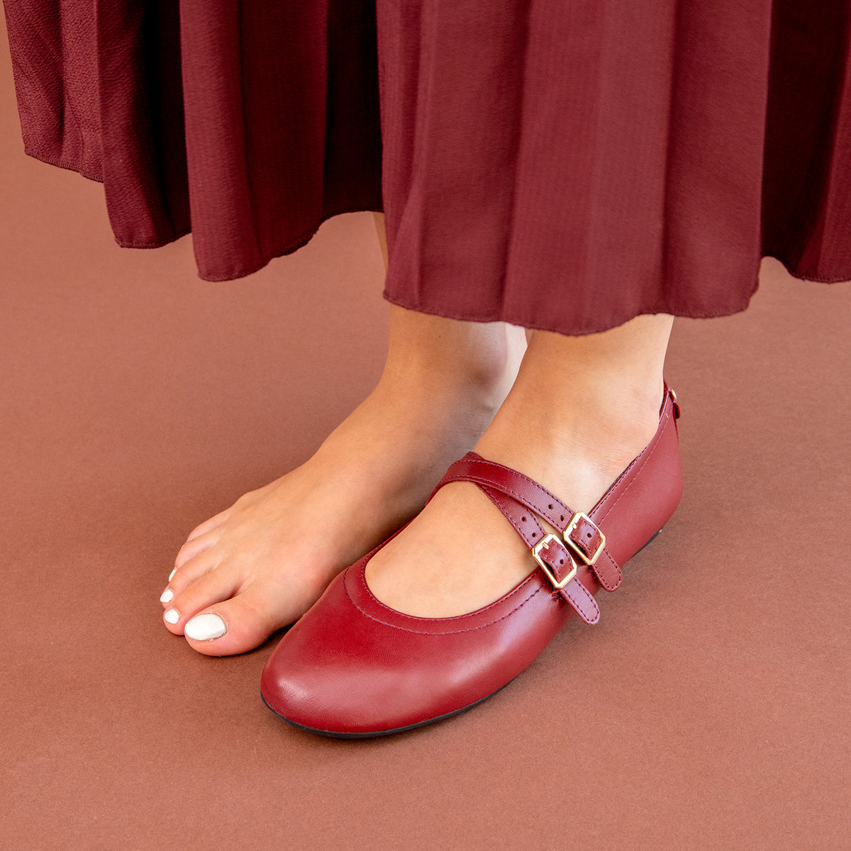 AMAPOLA - BAILARINA PLANA BARESOFT NAPA ROJO
