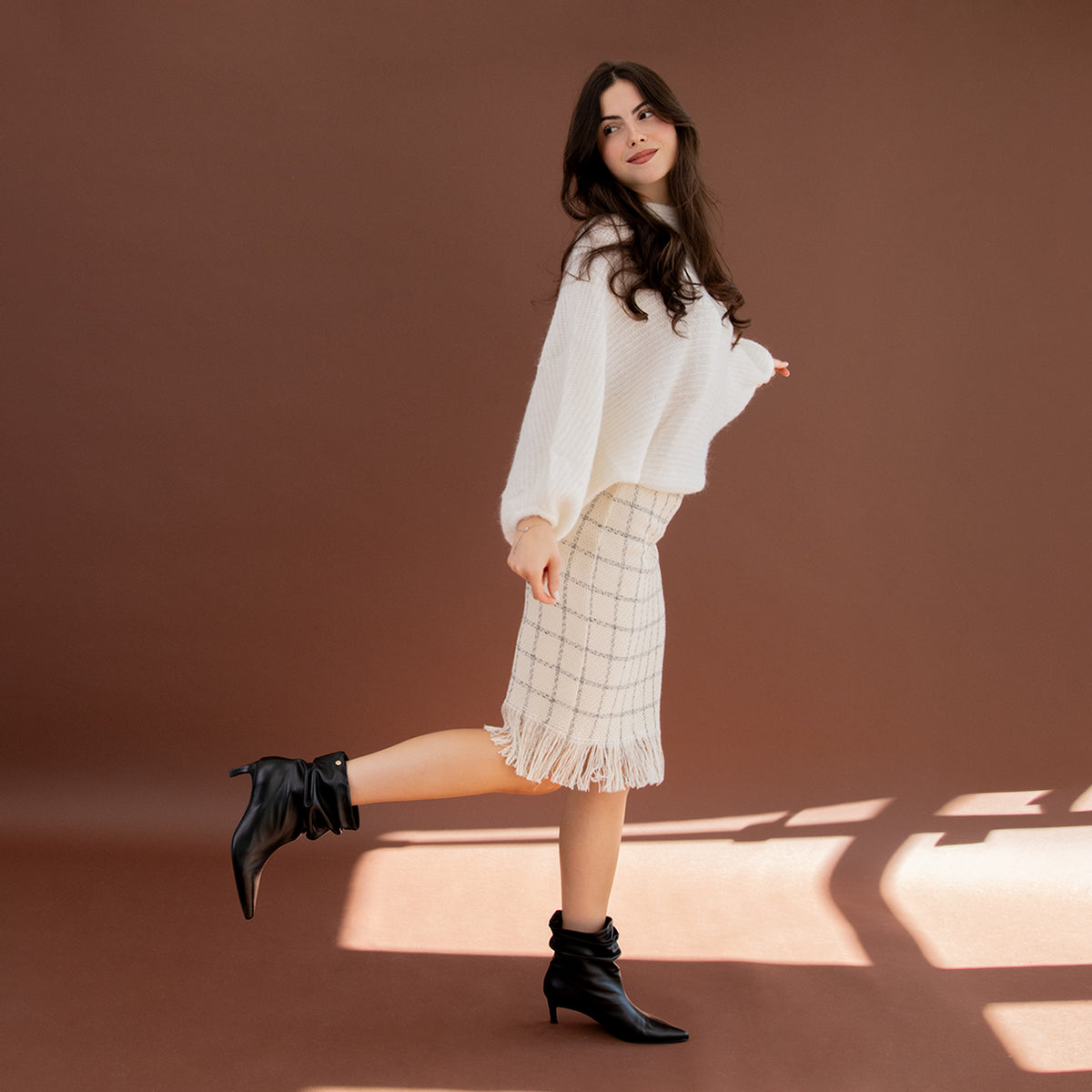 EMMA - Botines plisados de piel NEGRO