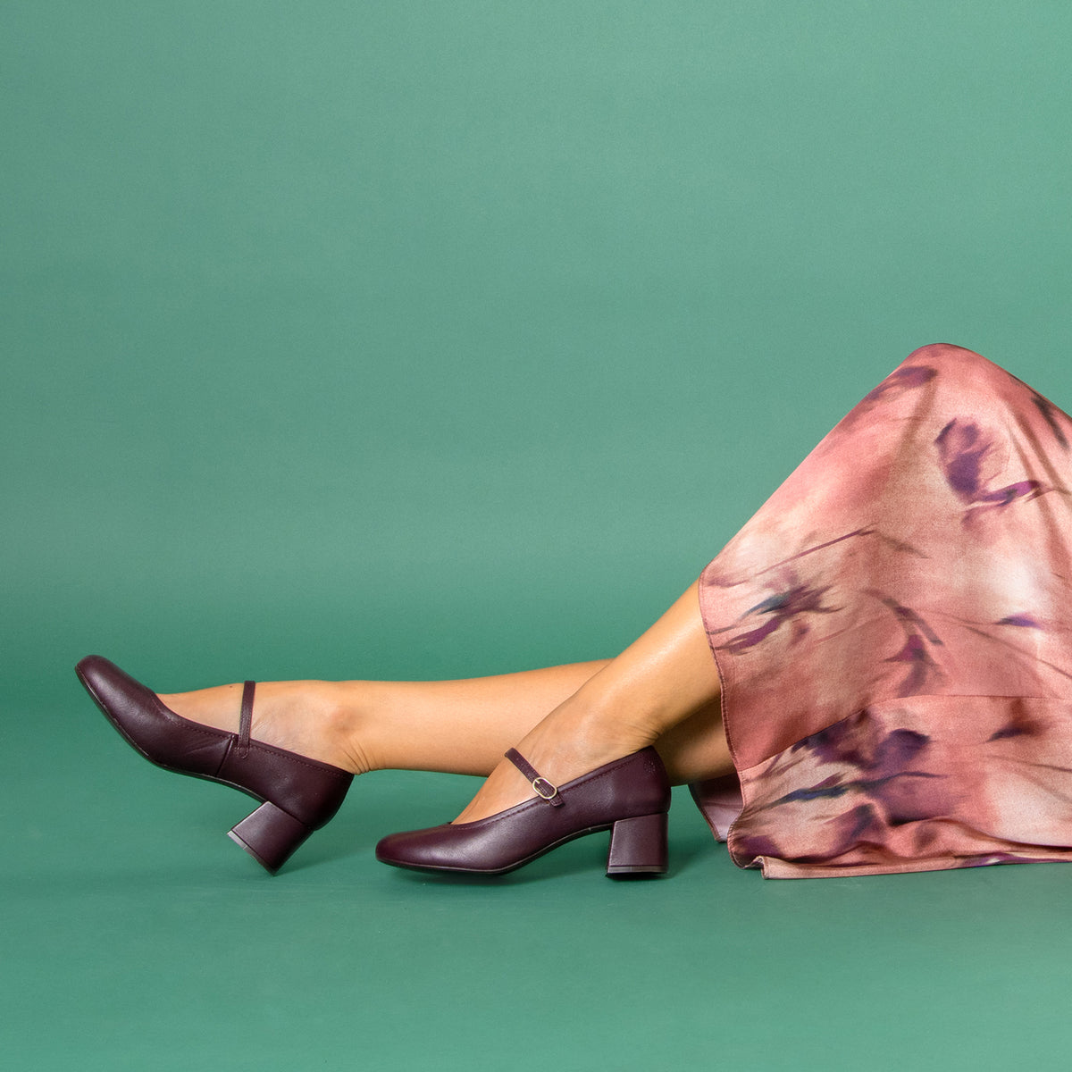 ROSALIA - mercedita de tacón ancho tipo barefoot BURDEOS