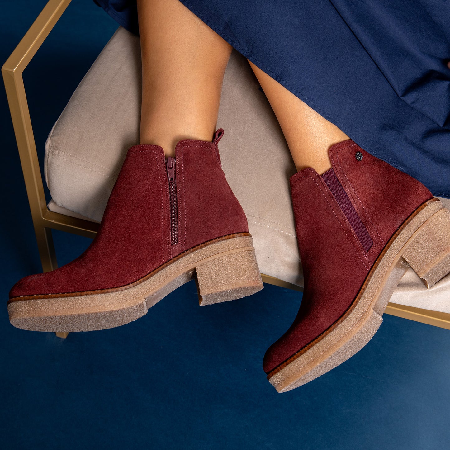 SWING - Botines casual de ante hidrófugo NEGRO