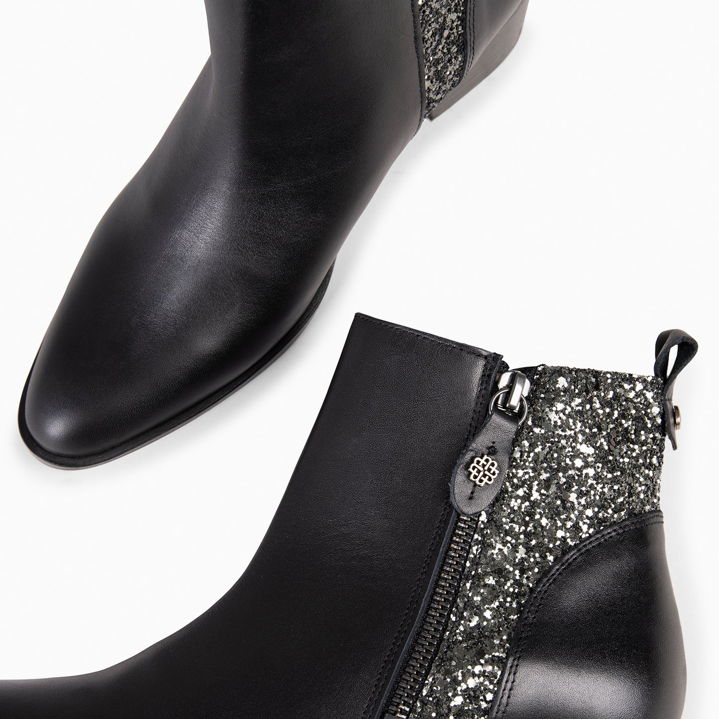 REBECCA - Botines con Tacón para Mujer NEGROGLITTER