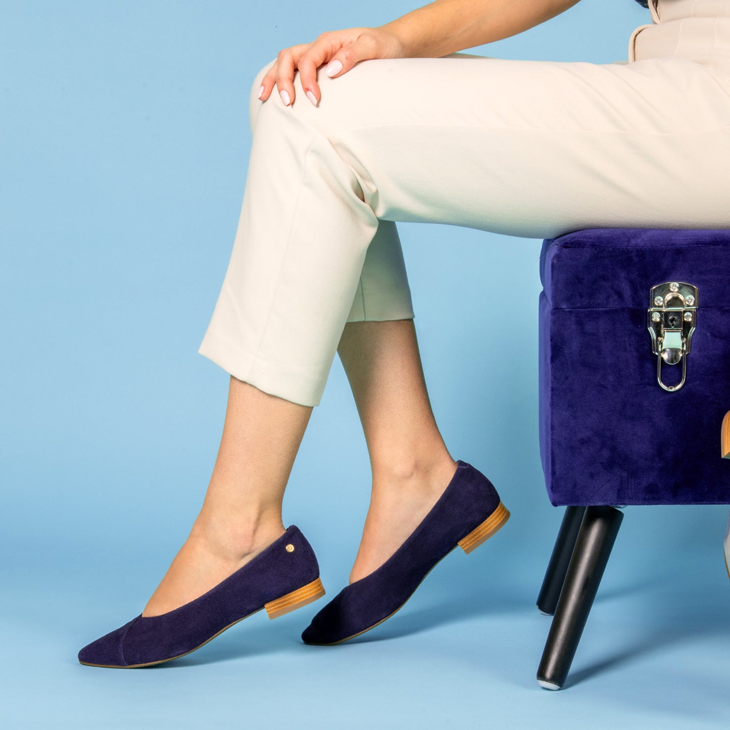 MARIE - Zapatos de tacón Bajo de punta fina AZUL MARINO