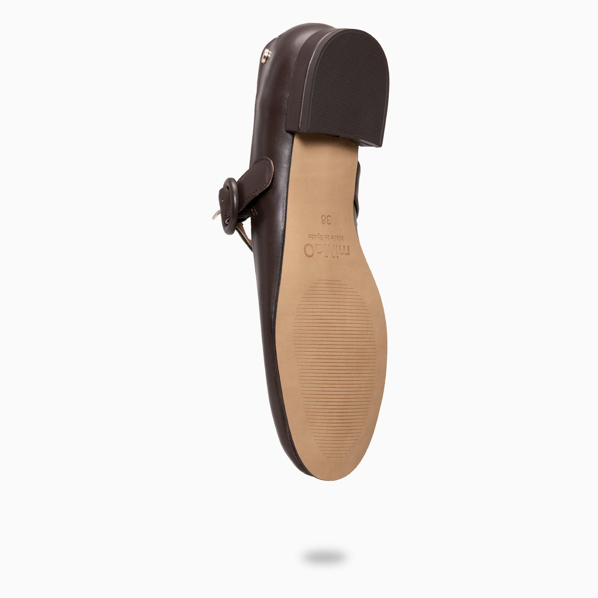 FLORENCIA - Mercedita con tira de piel metalizada MARRON