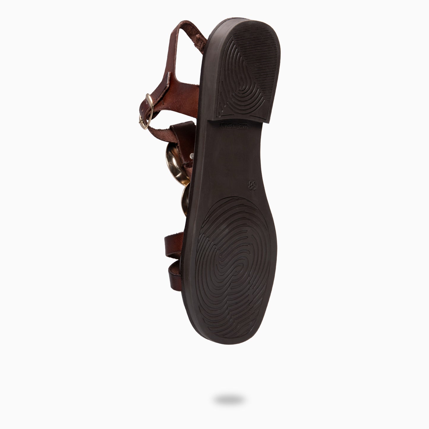 THALIA - Sandalias de piel planas MARRON