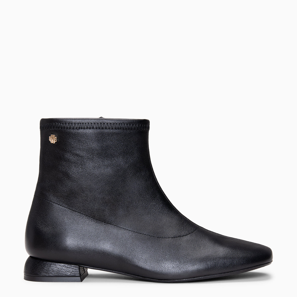 WENDY - Botines de piel con tacón bajo NEGRO