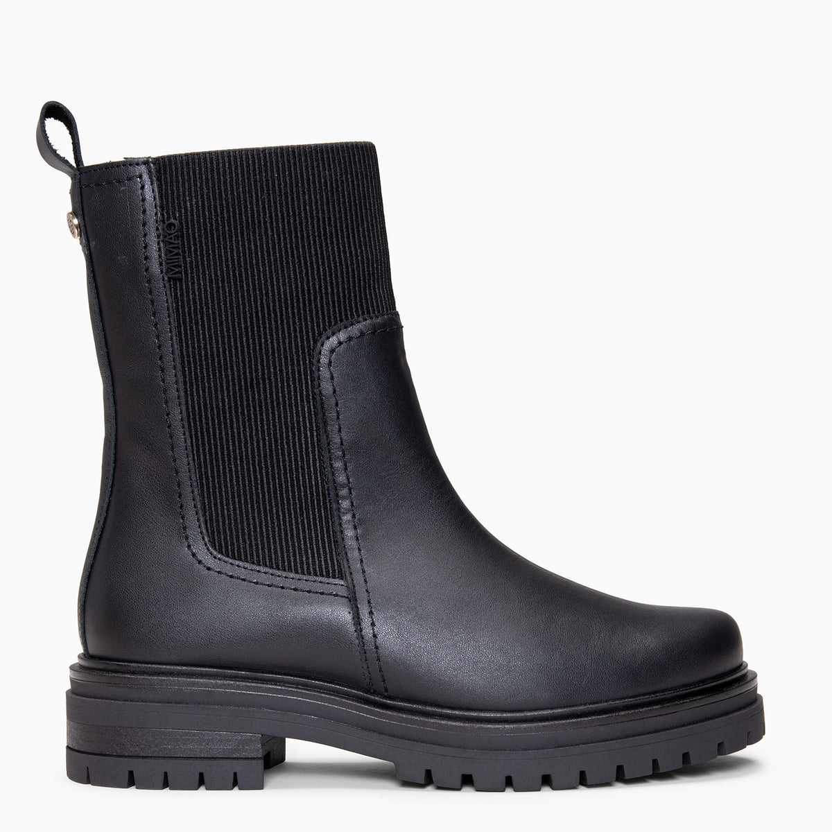 ROBIN - Botines Chelsea altos de piel NEGRO