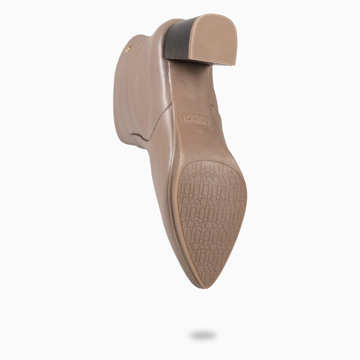 TURIN – Bottines à talon large et bout fin TAUPE