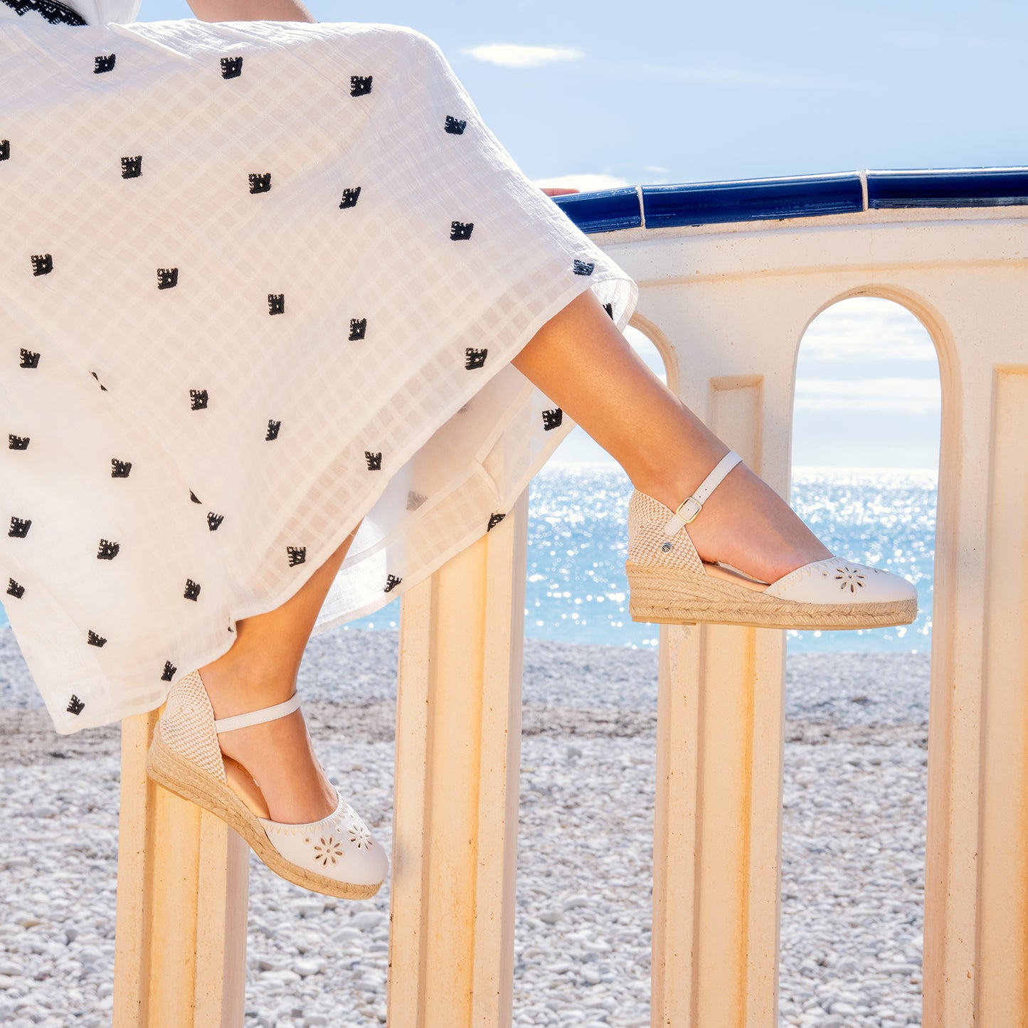 CASARES XS - Cuña bajo de esparto BLANCO