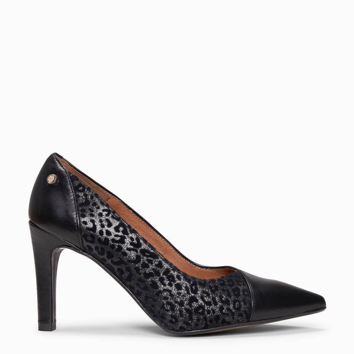 GLAM - Zapatos de tacón alto en piel flocada NEGRO