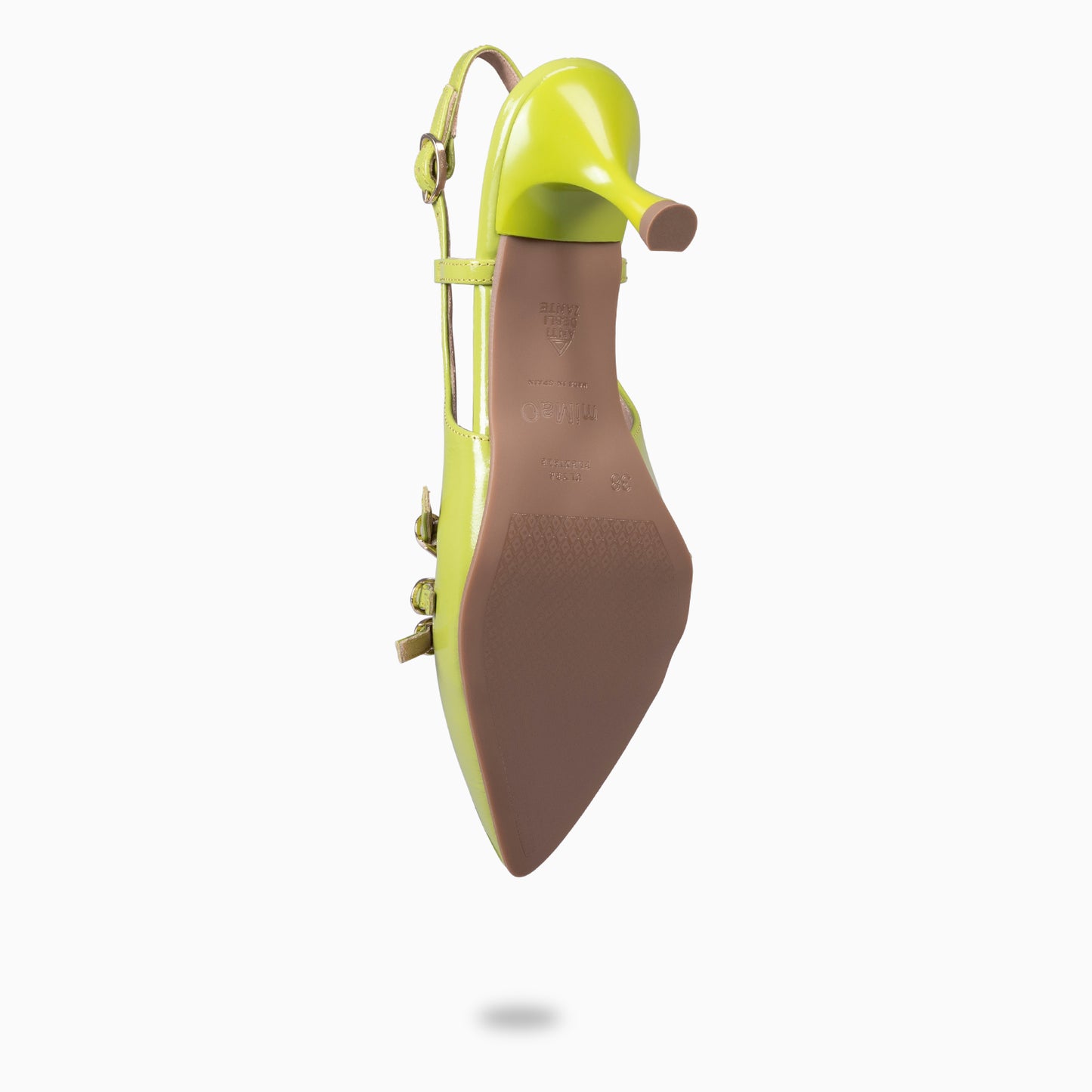 Rita – Zapatos de tacón bajo destalonados PISTACHO