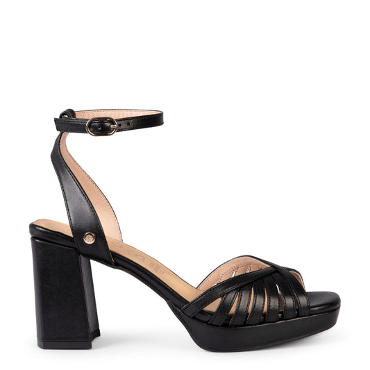 CRISTEL - SANDALIAS ELEGANTES DE TACÓN DE VESTIR  NEGRO
