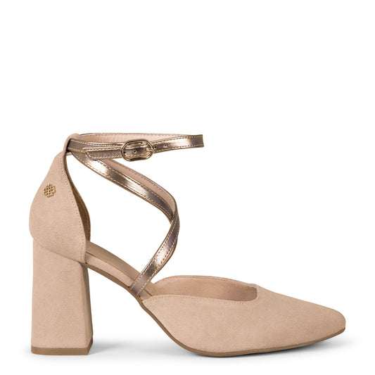 ARIEL - Zapato de tacón ancho BEIGE METAL