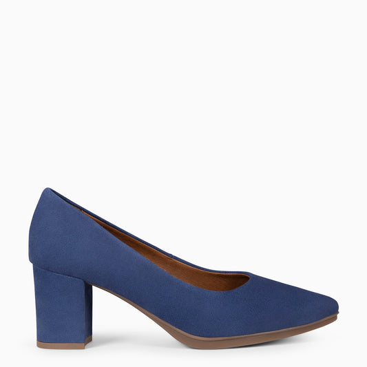 URBAN S – Chaussures à talons mi-hauts en daim BLEU