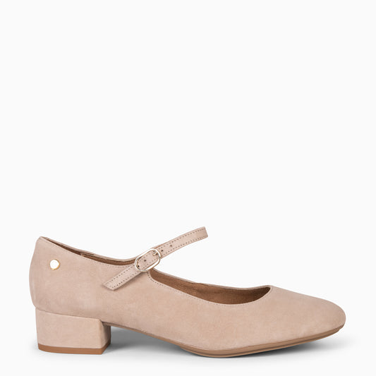 NORA - Mary Janes à petit talon TAUPE