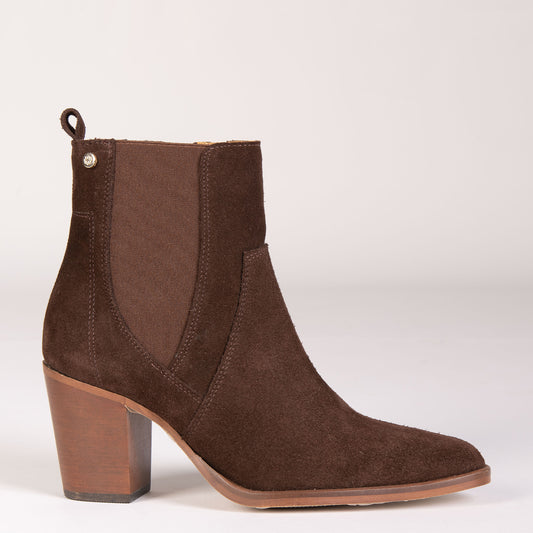 AMBER – Bottines à talons larges MARRON