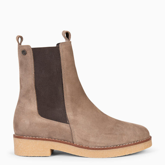 PORTLAND – Botas Chelsea de couro TAUPE