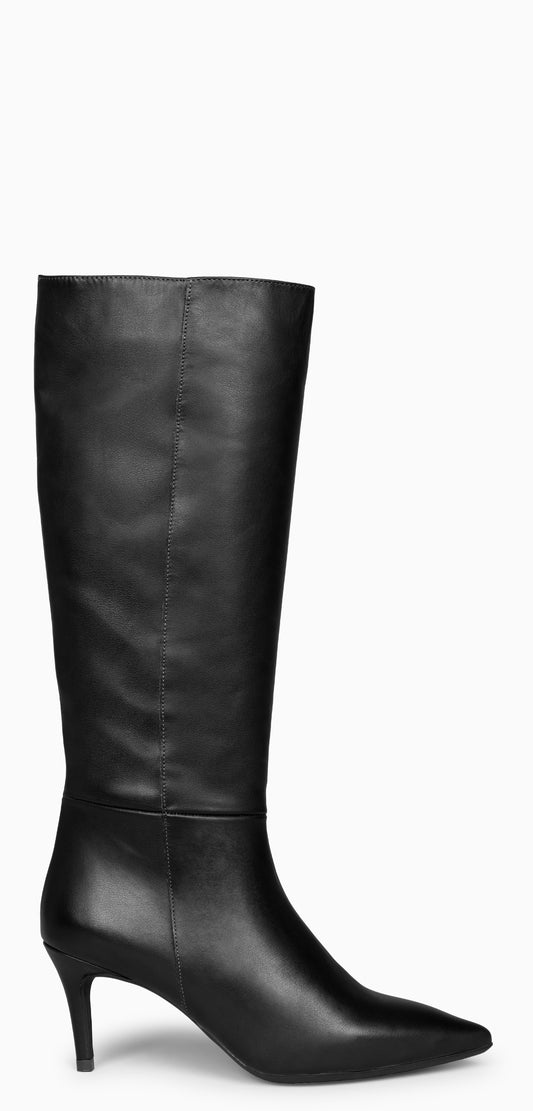 MANHATTAN – Boots en cuir à talons fins NOIR