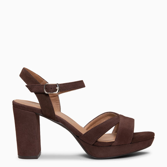 PARIS – Sandalias de fiesta con tacón alto y plataforma MARRÓN