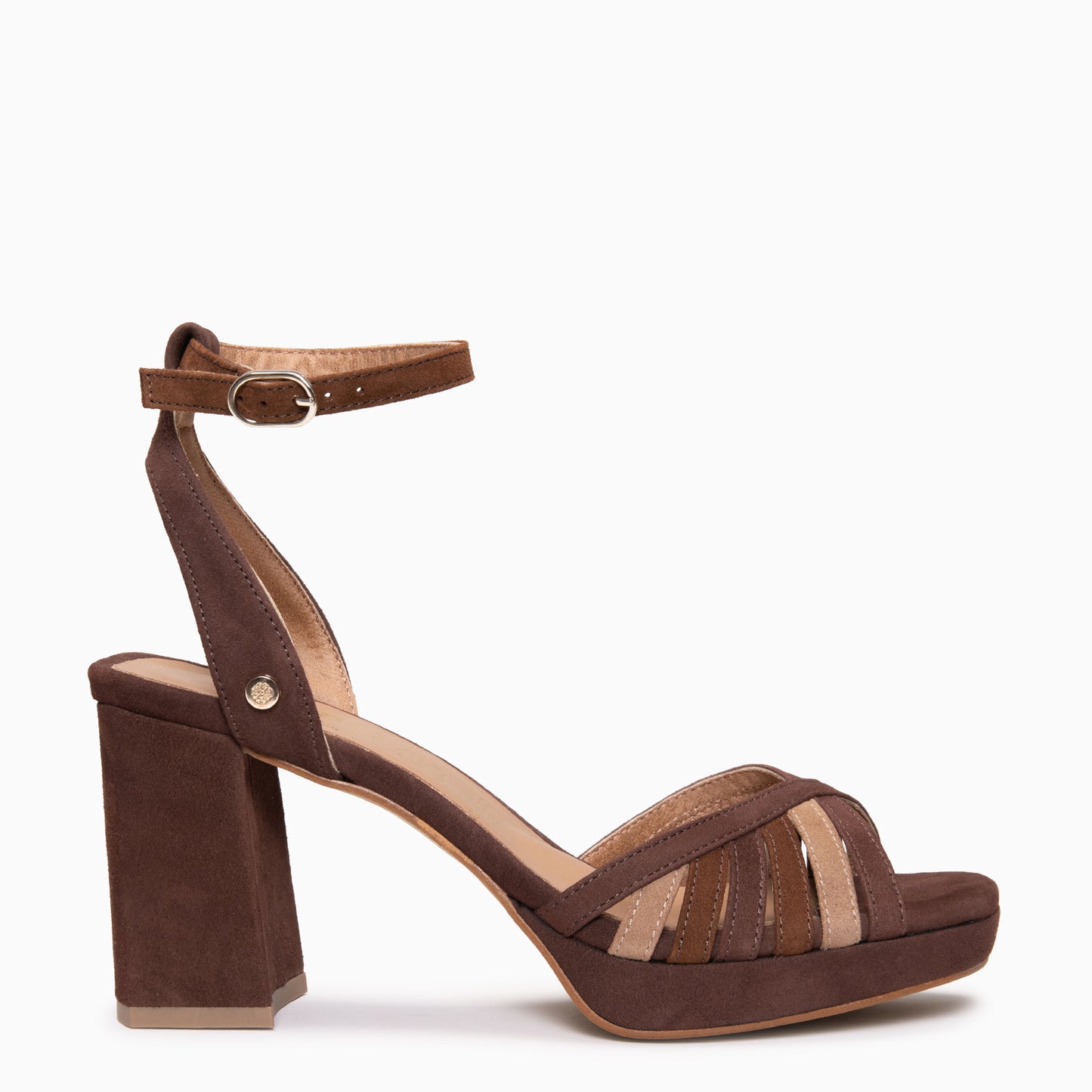 CRISTEL - SANDALIAS ELEGANTES DE TACÓN DE VESTIR MARRÓN