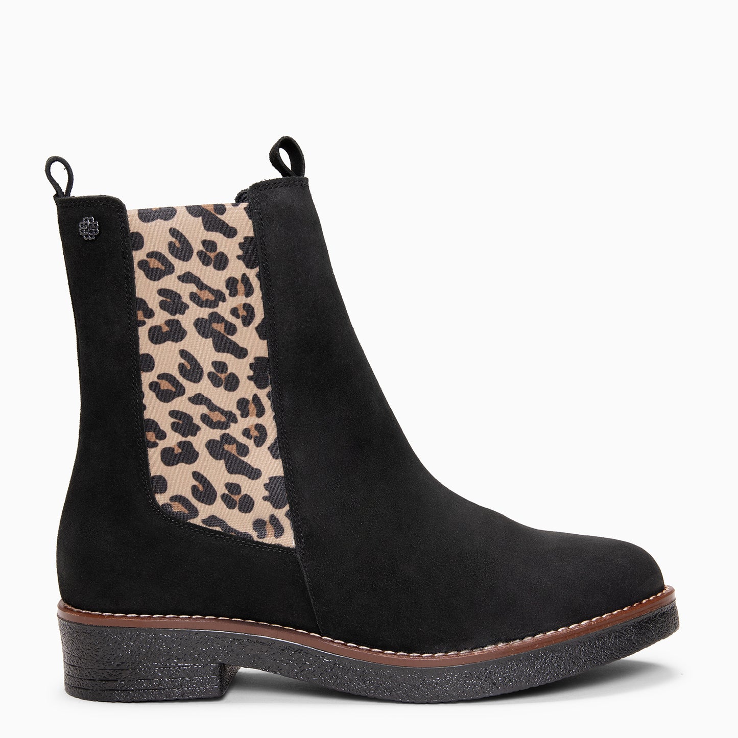 PORTLAND – Botines Chelsea de piel NEGRO LEOPARDO