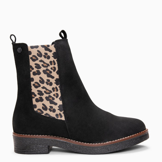 PORTLAND – Botines Chelsea de piel NEGRO LEOPARDO