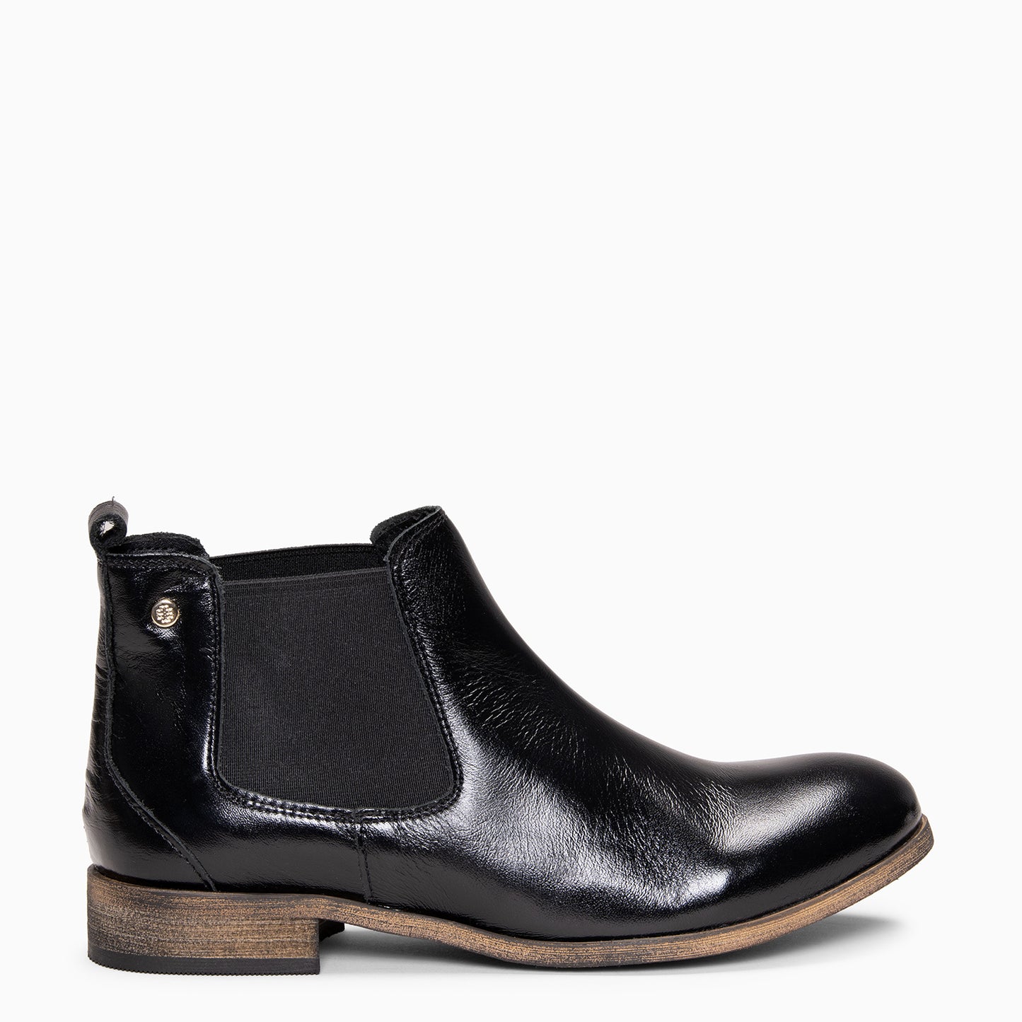 CLAIRE - Botín de serraje estilo Chelsea NEGRO CHAROL