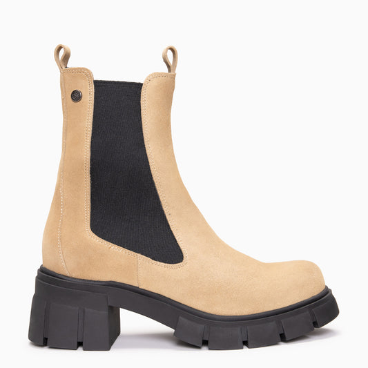 LUCIA - Botines Chelsea con plataforma BEIGE