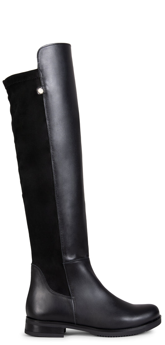 LIA - Bota alta de piel NEGRO