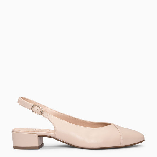 MARTINA - Zapatos Destalonados con puntera cruzada BEIGE