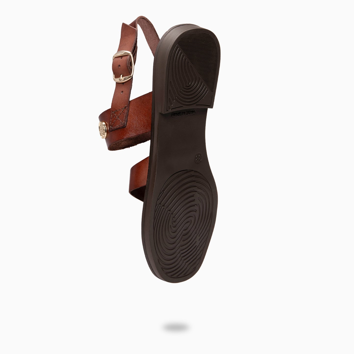 SERA - Sandalias planas de piel MARRON