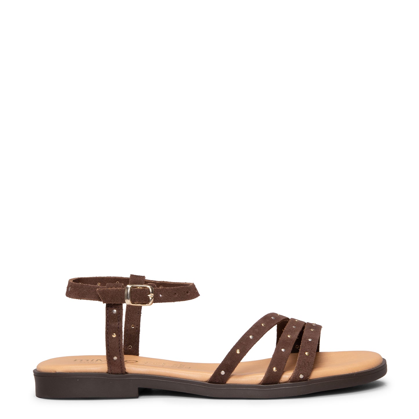 ADRIANA - Sandalias planas de piel MARRON
