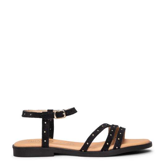 ADRIANA - Sandalias planas de piel NEGRO