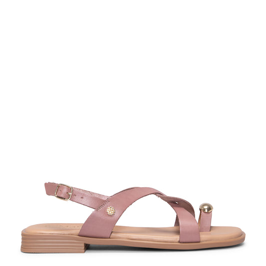 HELIA - Sandalias planas de piel ROSA