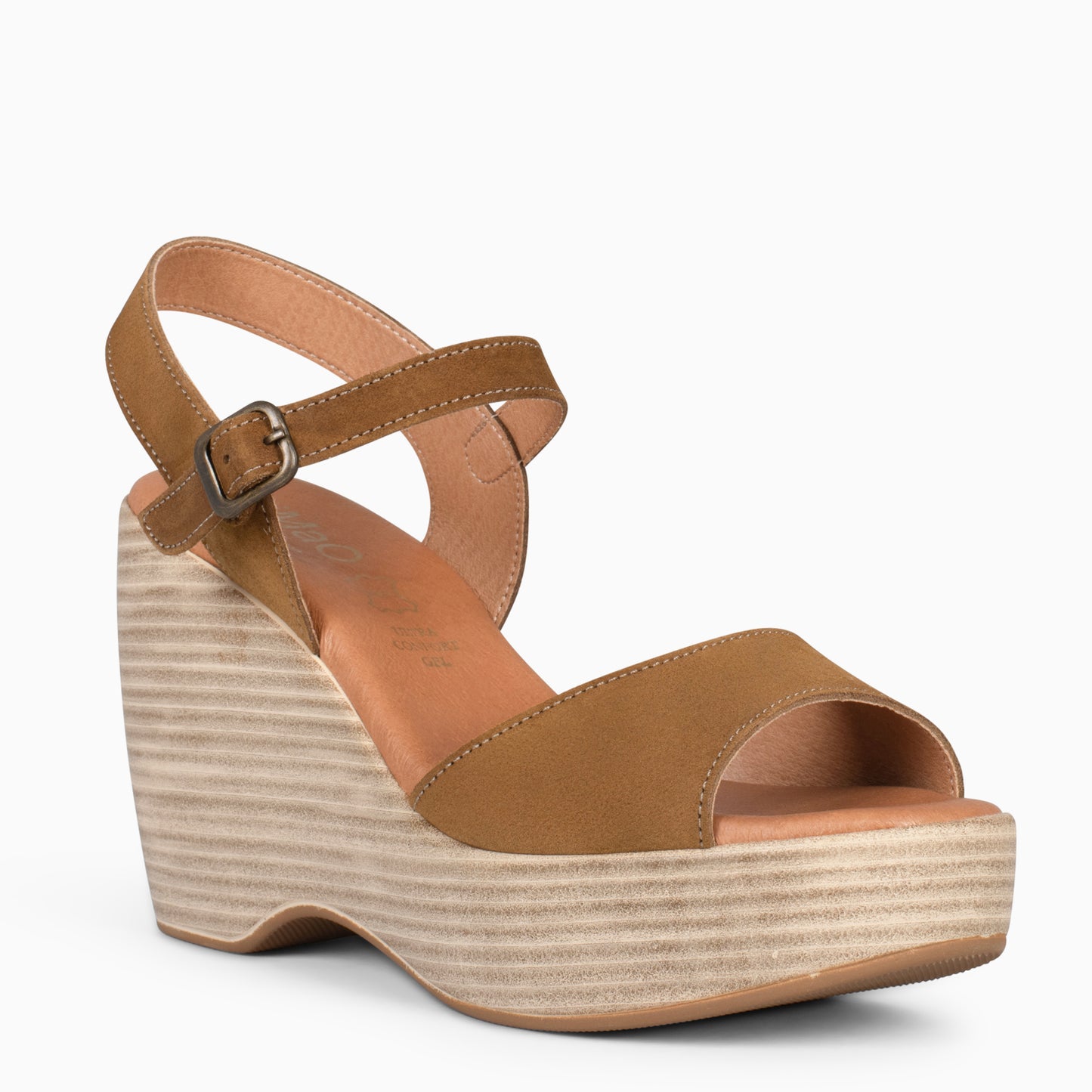 SIDNEY – Sandalias con cuña de madera MARRÓN