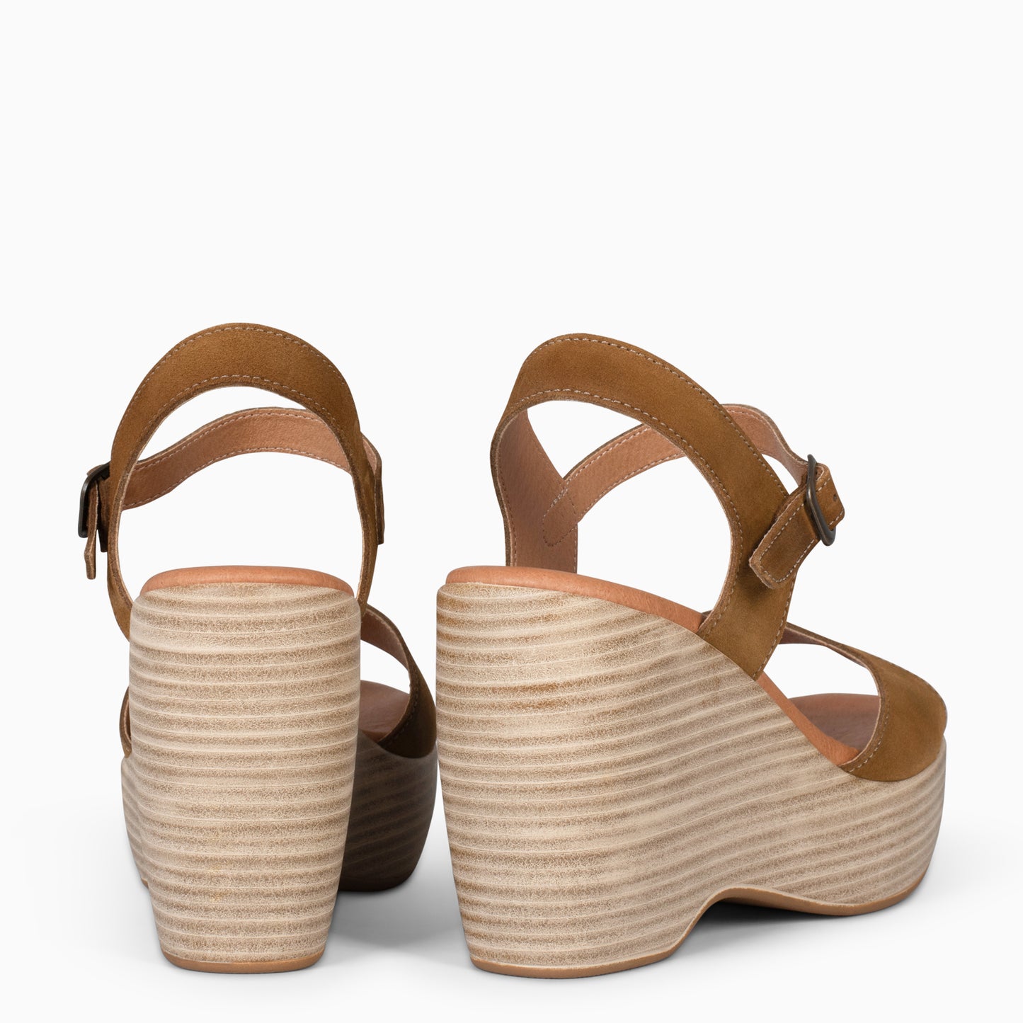 SIDNEY – Sandalias con cuña de madera MARRÓN