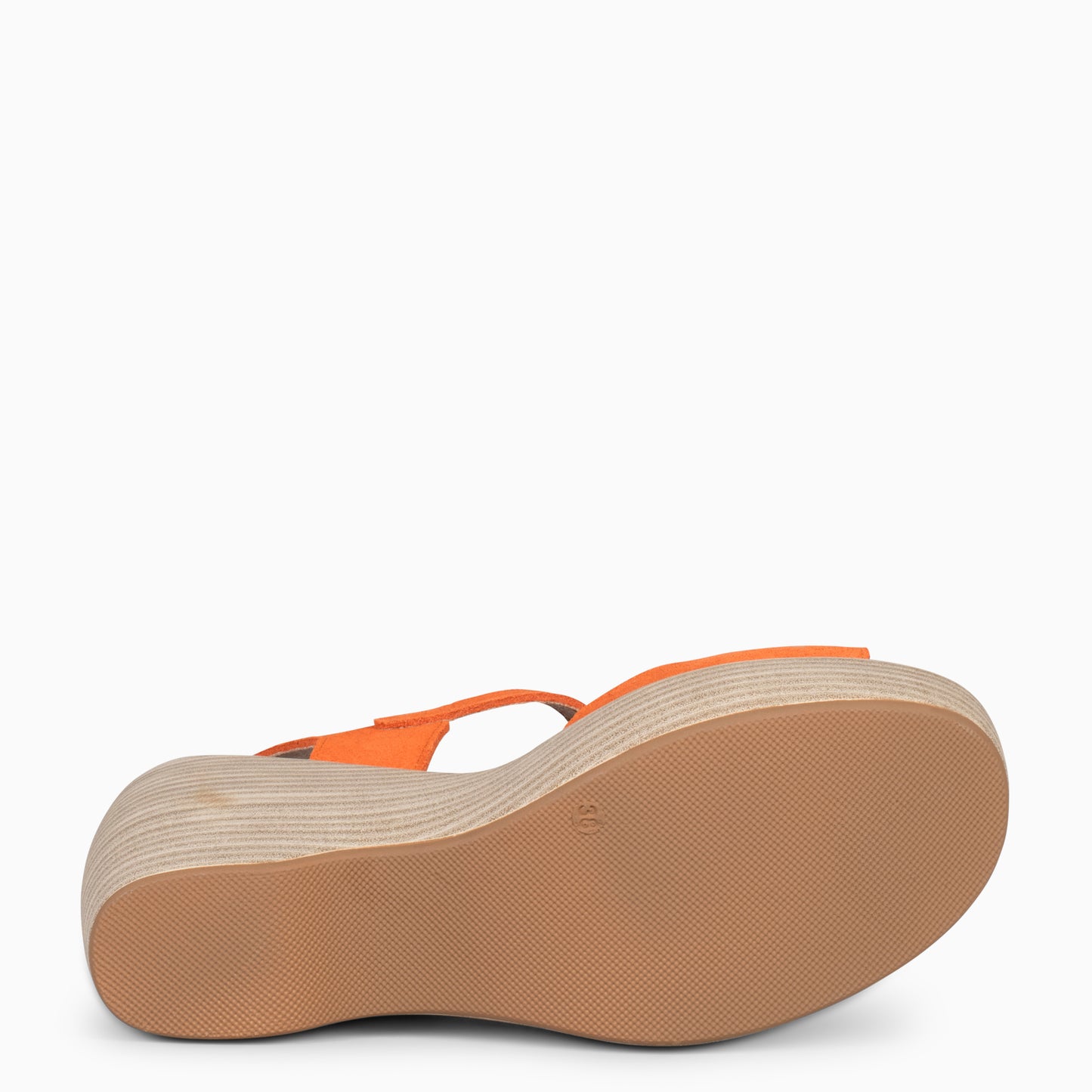 SIDNEY– Sandalias con cuña de madera NARANJA