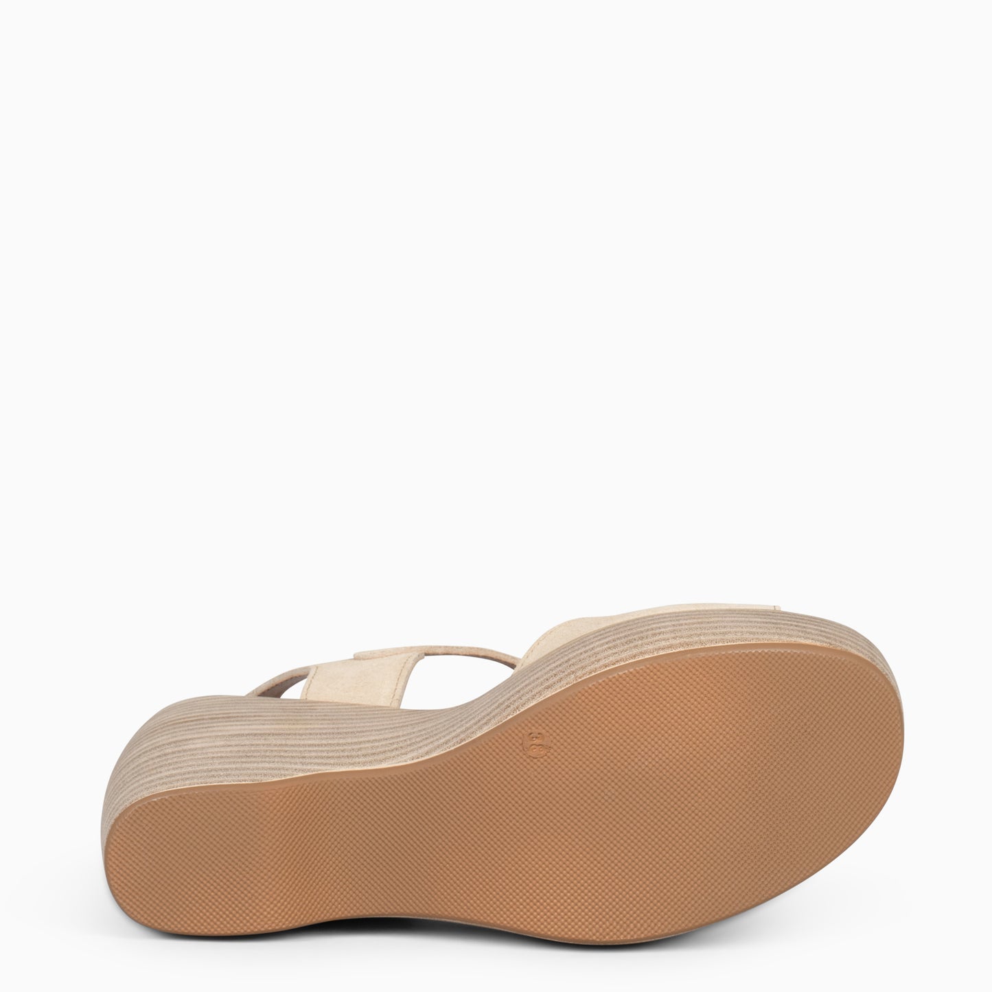 SIDNEY– Sandalias con cuña de madera BEIGE