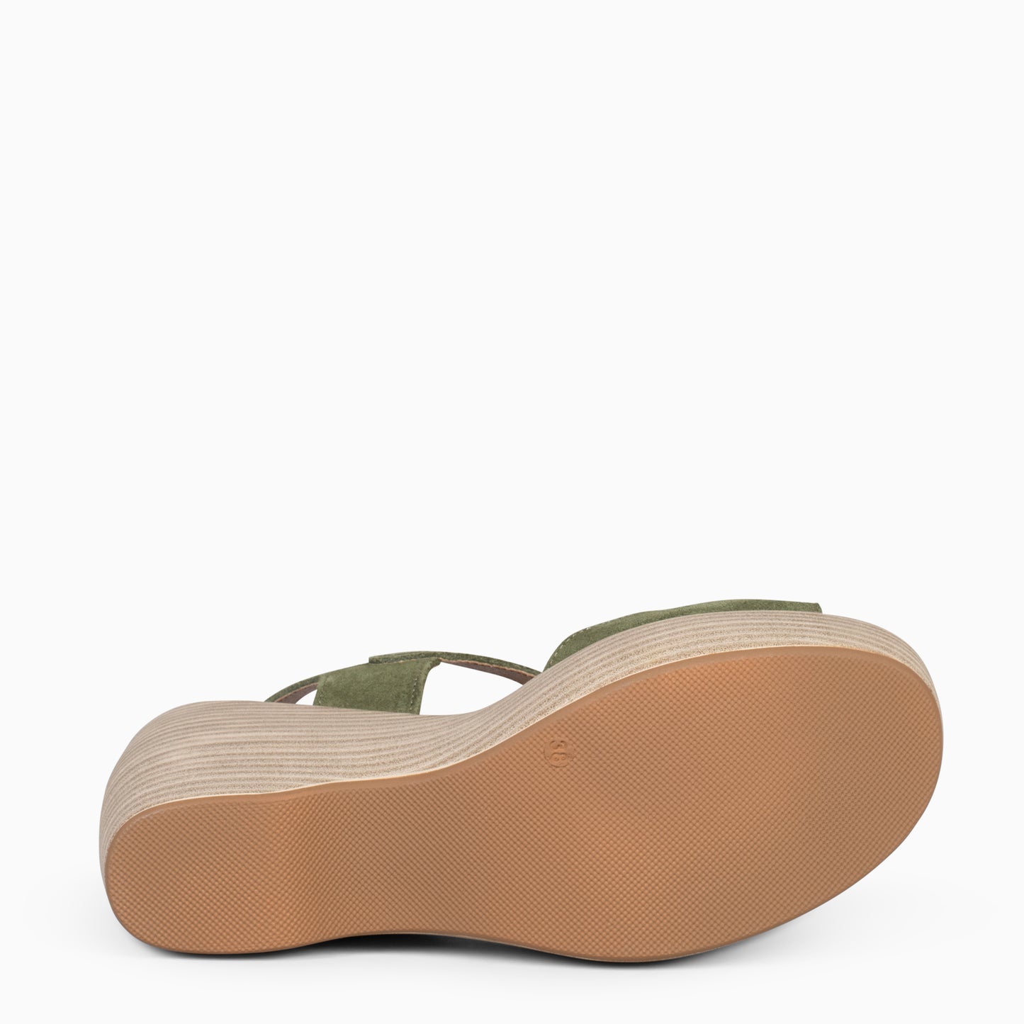 SIDNEY– Sandalias con cuña de madera VERDE