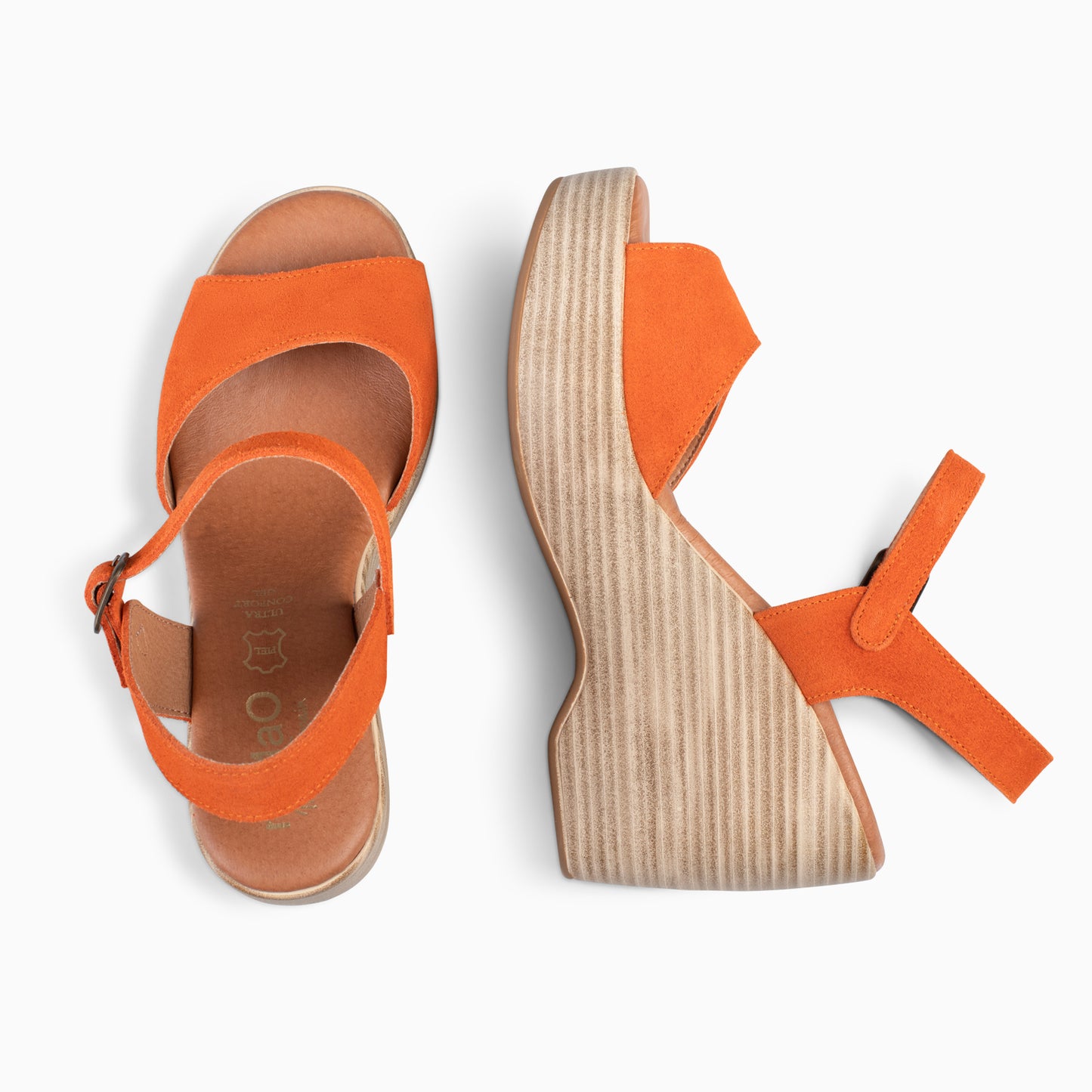 SIDNEY – Sandales compensées en bois ORANGE