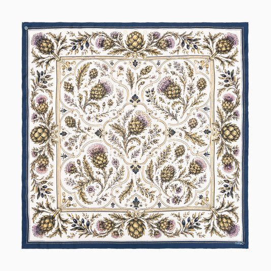 PAÑUELO ARMONÍA - Pañuelo 100% seda con estampado de alcanthium BEIGE