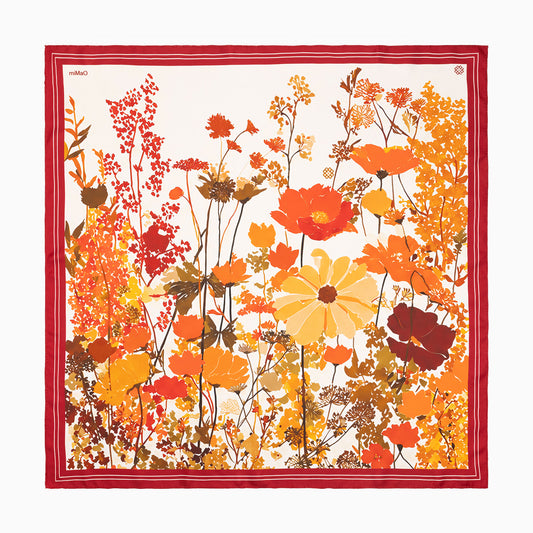 PAÑUELO FLORES - Pañuelo 100% seda con estampado floral