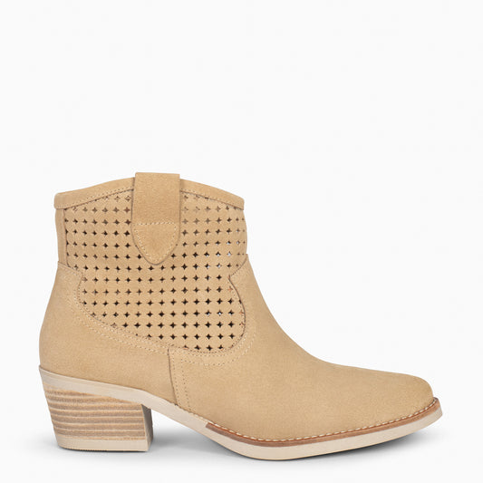 HOUSTON – Botines cowboy con tacón BEIGE