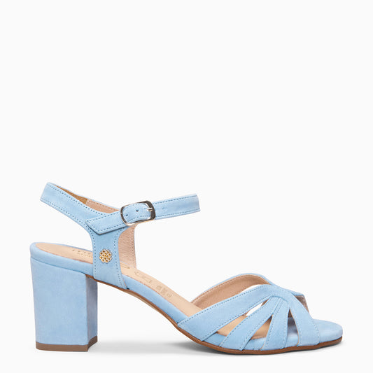 MUSA – Sandalias de Tacón ancho AZUL CLARO