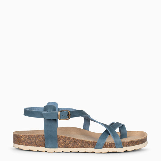 BOHEMIAN – Sandales BIO avec bracelet à bout BLEU 