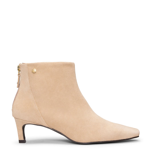 LUISA - Botines de tacón kitten con cremallera BEIGE