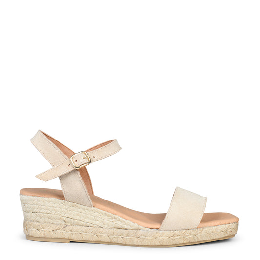 JEREZ – Sandalias de esparto y piel BEIGE