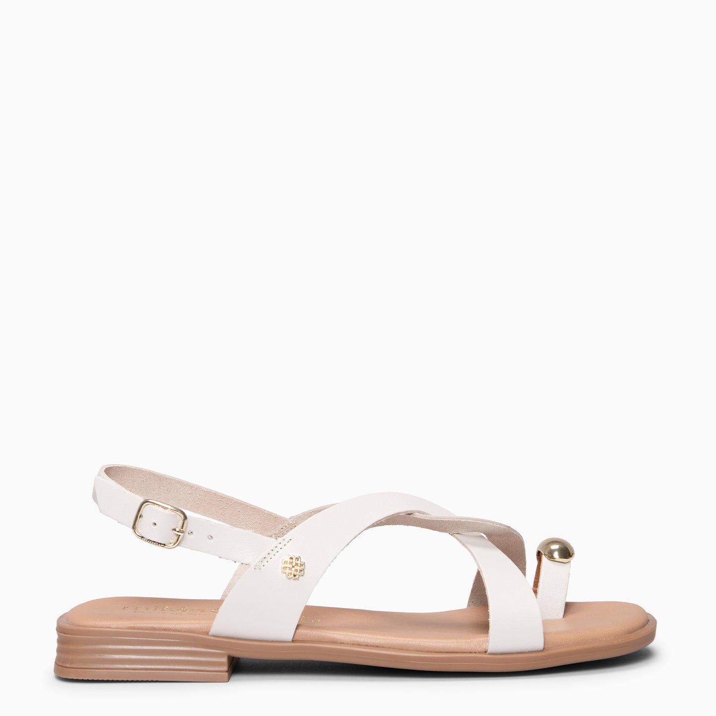 HELIA - Sandalias planas de piel MARFIL